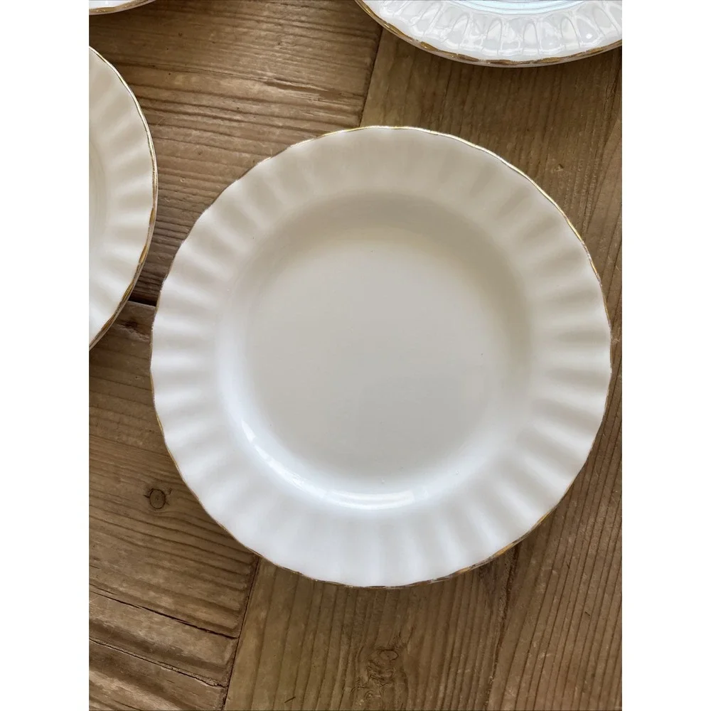 5 Royal Albert China Val D'or Pattern White Gold Edge Bread Butter Plate 6 1/4